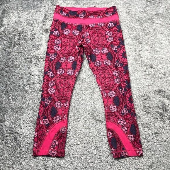 Lululemon Run Inspire Crop Legging Prisma Guava Lava Rose Print - Picture 2 of 11